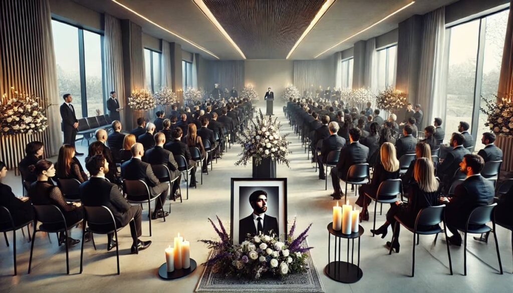Foto di un funerale laico