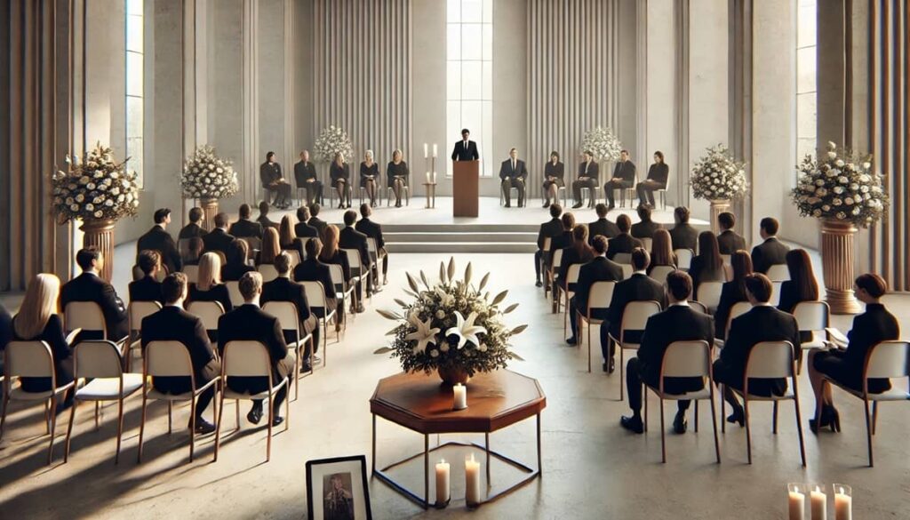Foto di un funerale laico