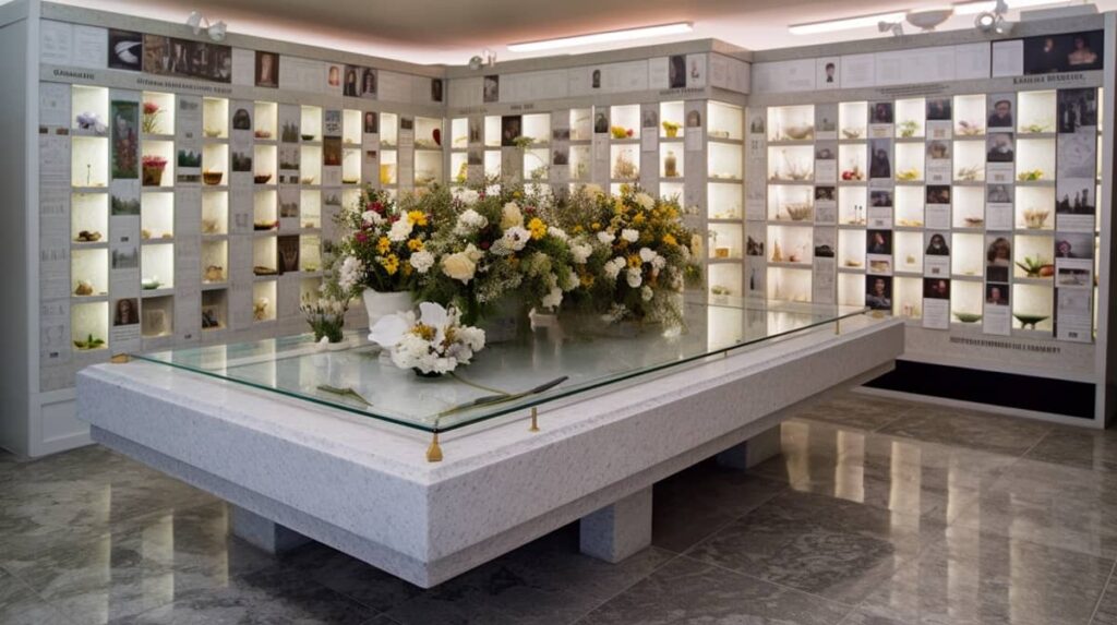 Foto di lapidi cimiteriali moderne per loculi