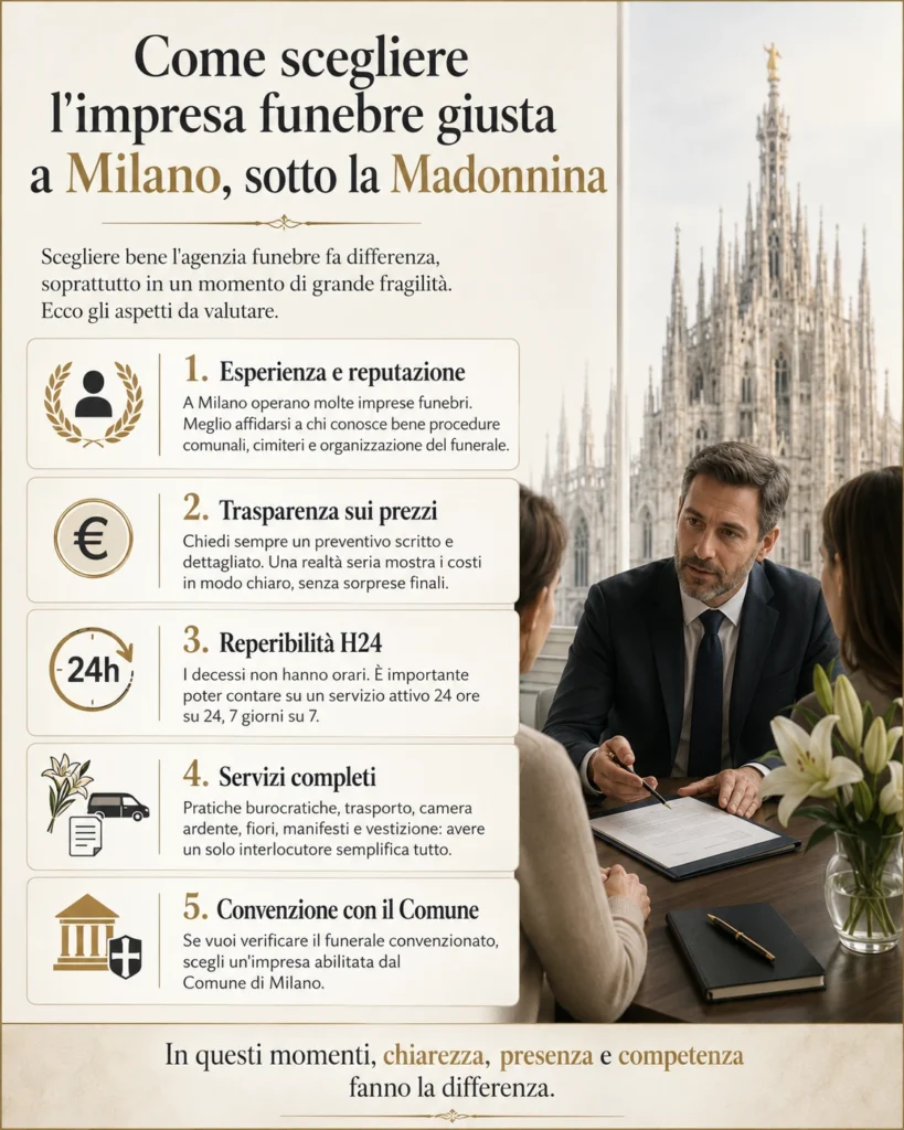 Come scegliere l'impresa funebre giusta a Milano, sotto la Madonnina
